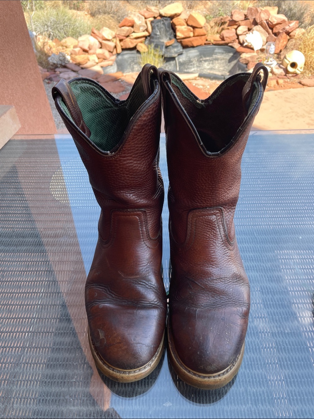 Georgia Boot Brown Leather Pull-On Western Work Boots. Men Sz 10